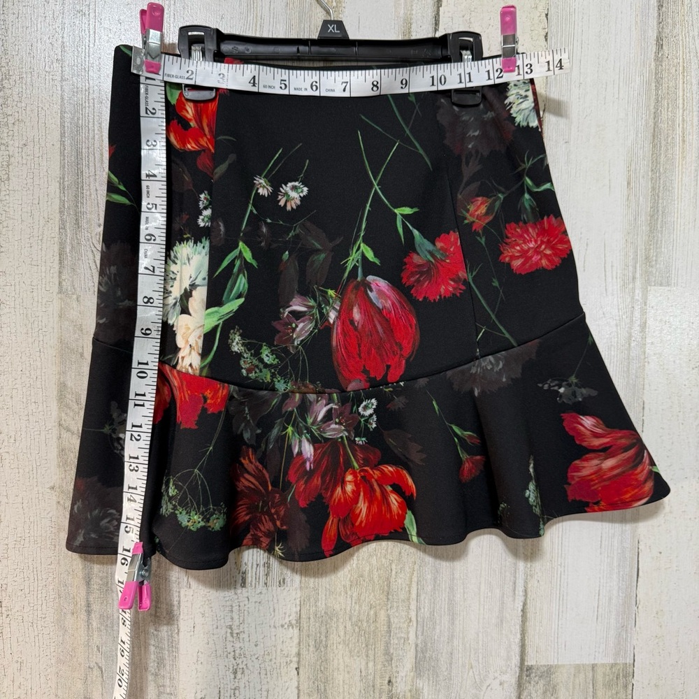 Express Black Skirt with Red Floral Design - Picture 5 of 5